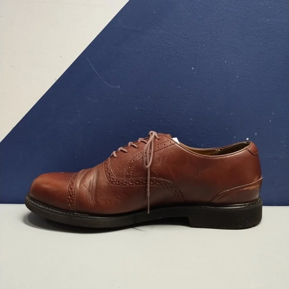 Rockport‎ Oxford Dress Shoes Mens Size 9.5W Brown Leather Cap Toe Lace Up M1721